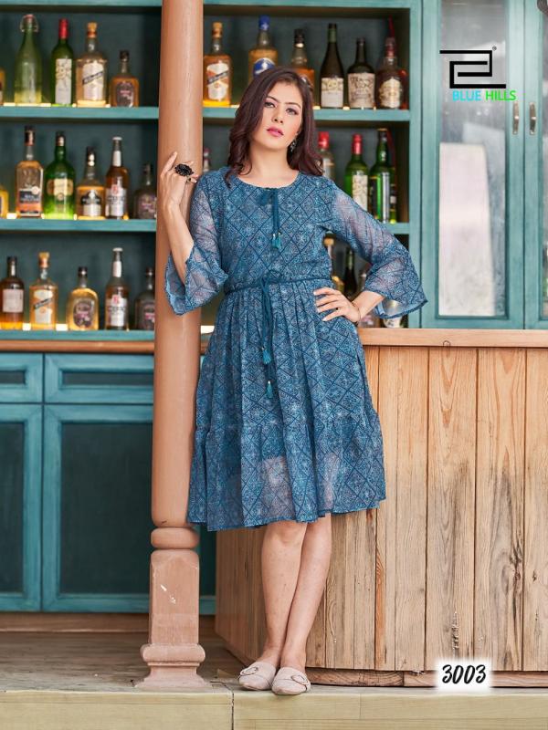 Blue Hills Charming 3 Georgette Desginer Tunic Top Collection
